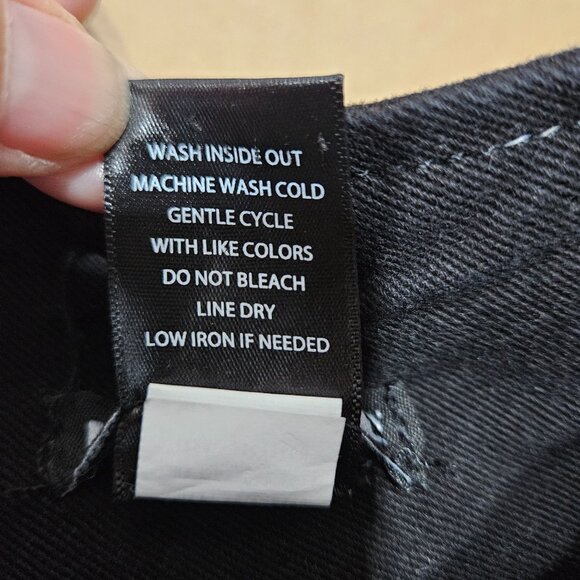 Hot Topic Mini Short Denim Jean Skirt Small Black Pocket Zipper Ring Gothic Punk - Picture 7 of 9